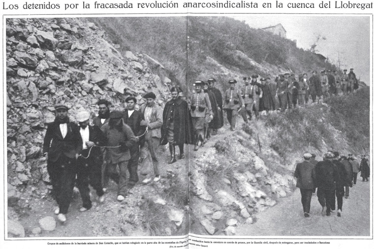 Sucesos revolucionarios Alto Llobregat.Cuerda de presos. Mundo gráfico. 26.01.1932