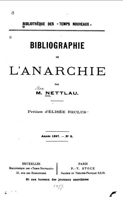 Bibliografia de la Anarquia de Max Nettlau
