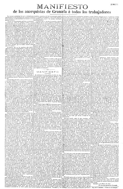 Manifiesto de los anarquistas de Granada 1893