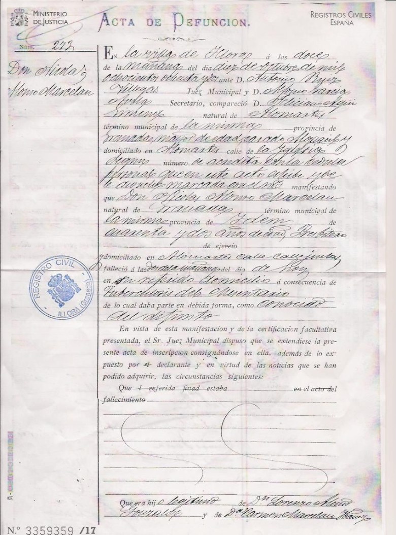 Nicolas Alonso Marselau defuncion 1