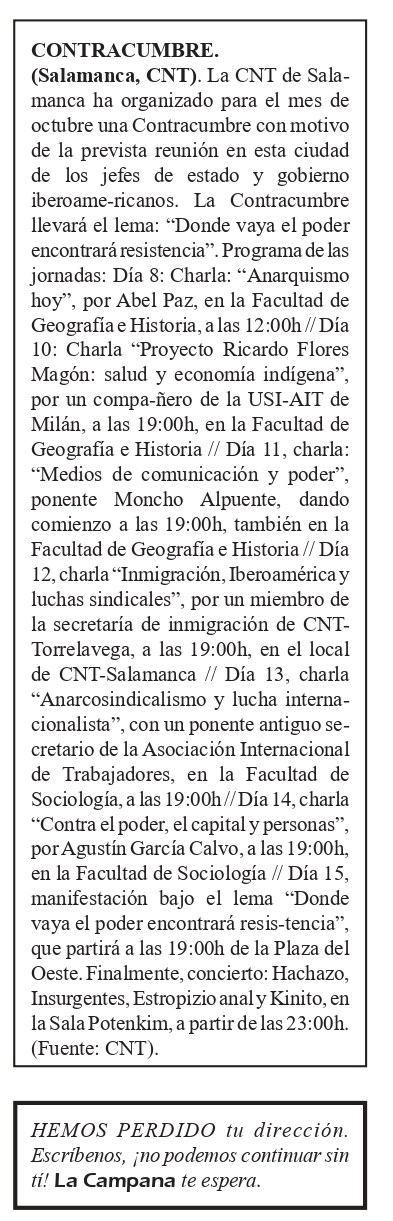     Cartel y actos de la Contracumbre de Salamanca (imágenes de abajo)